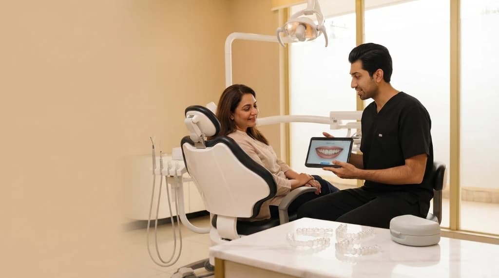 3D digital smile simulation consultation and clear aligners planning at Beverly Hills Clinic Karachi